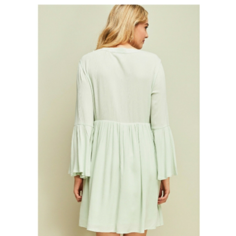 Entro Sage Boho Babydoll Spring Dress NWT - Picture 2 of 12